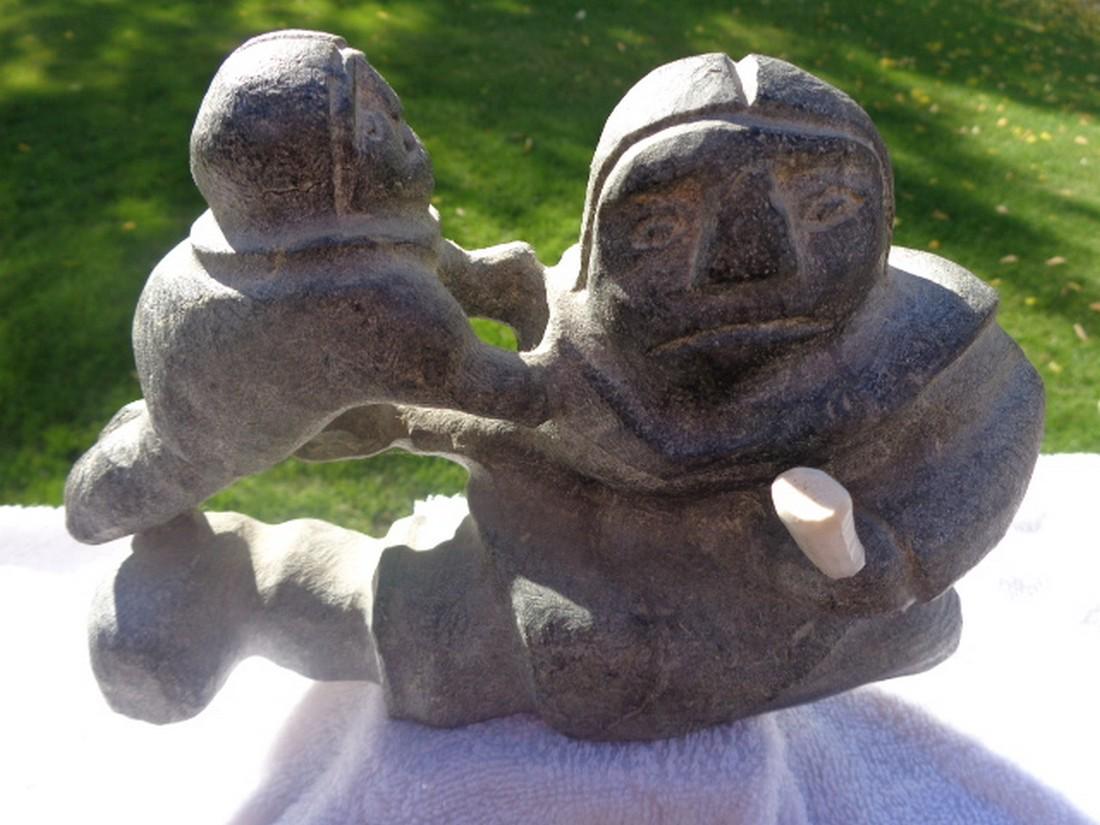 inuit, eskimo thomas akilak soapstone carving (1 of 6)