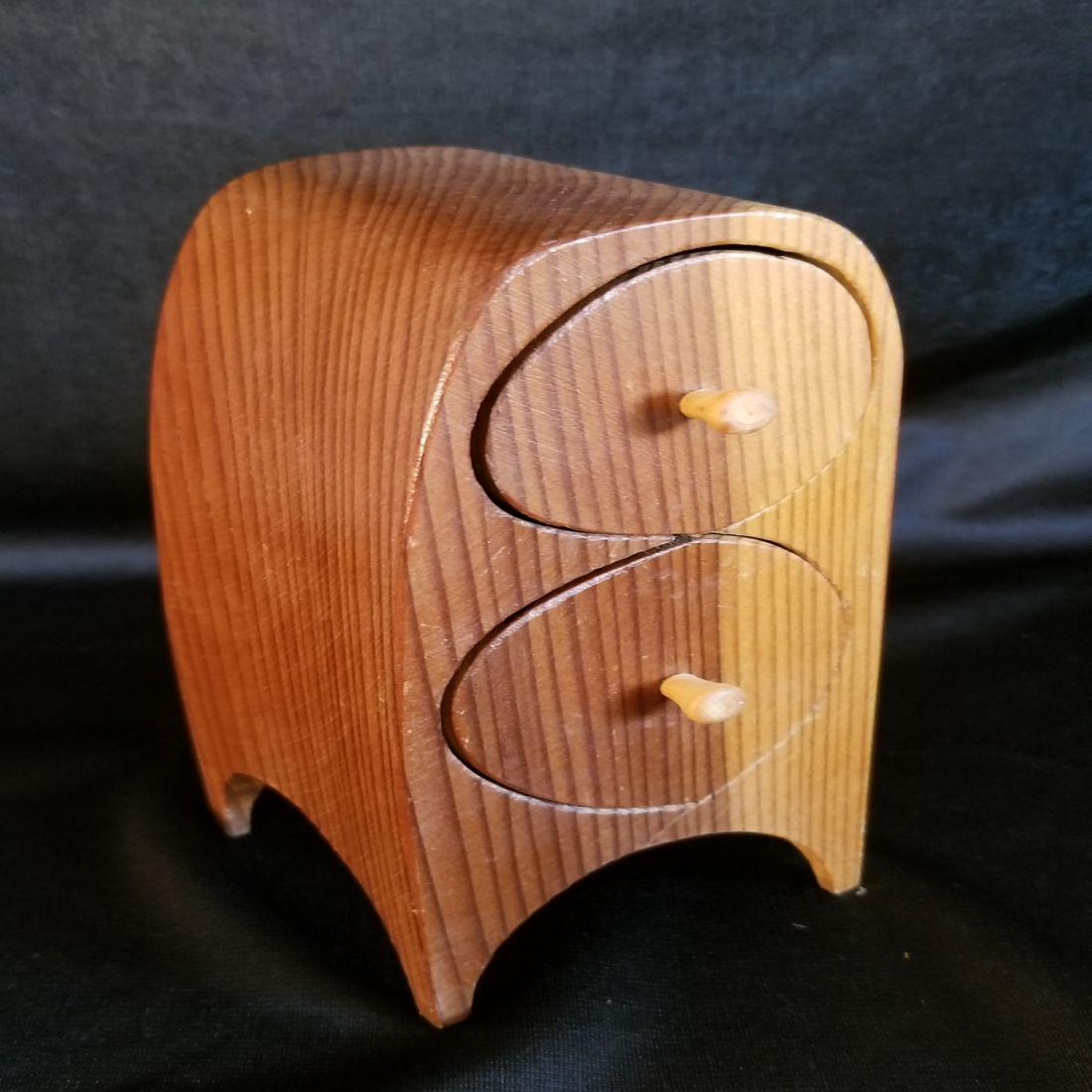 Mid Century Duo Drawer Wood Carved Trinket Box - Truly (1 of 4)