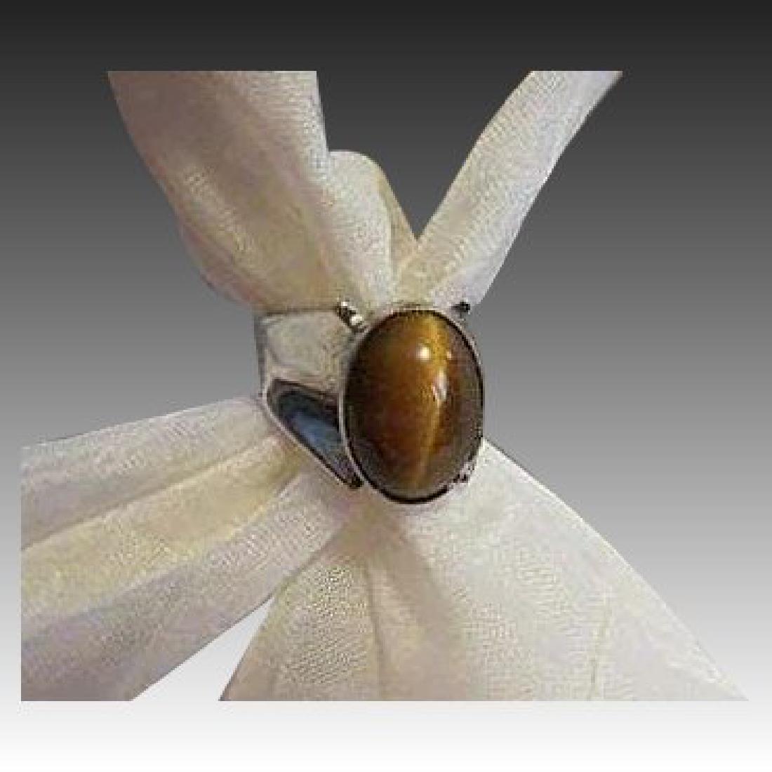 Vintage sterling silver Cats Eye mid century modernist (1 of 7)