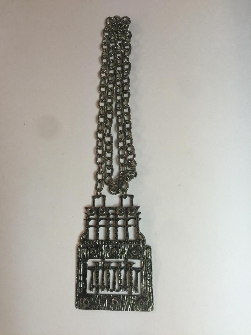 Low Grade Silver Brutalist Modernist Pendant Necklace (1 of 2)