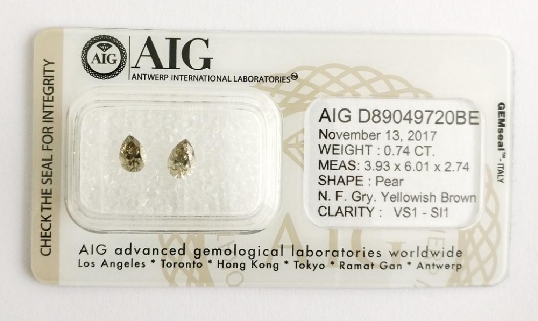 0.74 ct Pear cut diamond Fancy Grayish Yellowish Brown: Reserve Reduced! Item: 0.74 ct Pear cut diamond Fancy Grayish Yellowish Brown VS1-SI1 Color: Fancy Grayish Yellowish Brown Clarity: VS1-SI1 Gemstones: Diamond Carat Weights: 0.74 Please note that this
