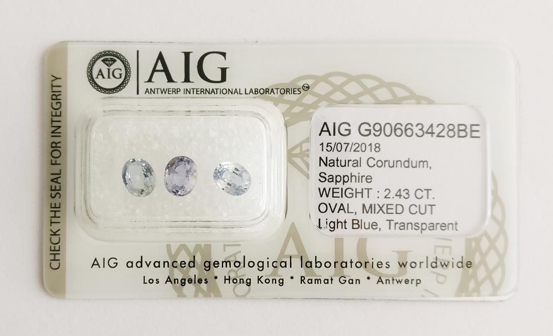 Triple of 3 Sapphire Light Blue 2.43 ct (1 of 4)