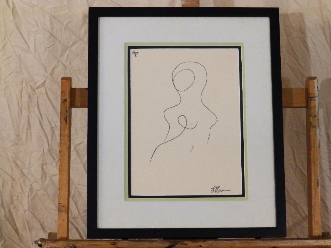 Semi Abstract 'NUDE FEMALE II' Listed AKOP TASHCHYA: Semi Abstract 'NUDE FEMALE II' Listed AKOP TASHCHYA Vintage Line Drawing Frame size: 18" X 15" By Los Angeles artist AKOP TASHCHYAN (1949-) Born in Yerevan, the capital of Armenia. and came to the Uni