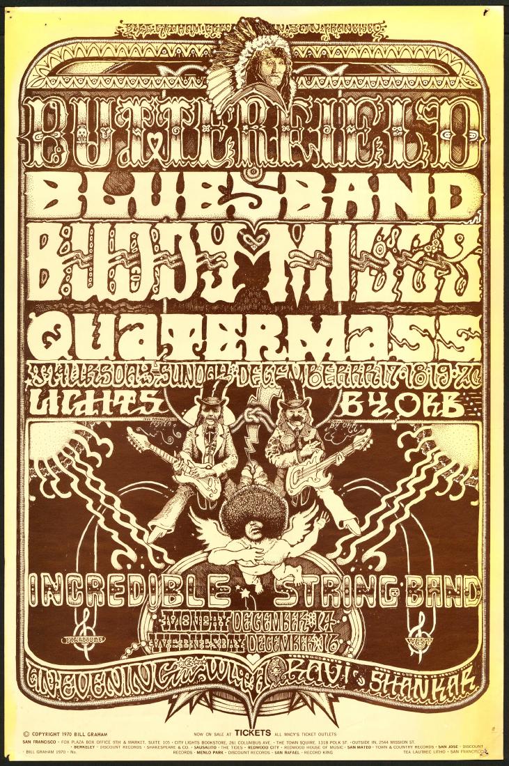 BG-261 Paul Butterfield Poster: No Reserve! Artist: Norman Orr Medium: Lithograph Printing Date: 1970 Publisher: Bill Graham Series: Bill Graham Presents Size: 14" x 21 ¼" An original poster used to promote a series of shows at the