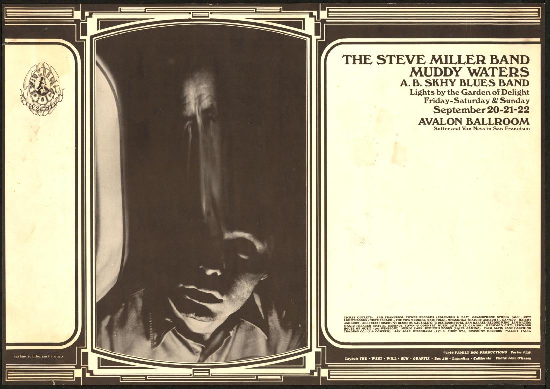 FD-138 Steve Miller Poster: No Reserve! Artist: Wes Wilson Medium: Lithograph Printing Date: 1968 Publisher: Family Dog Series: Family Dog Size: 20 ?" x 14" An original poster used to advertise a series of shows featuring The St