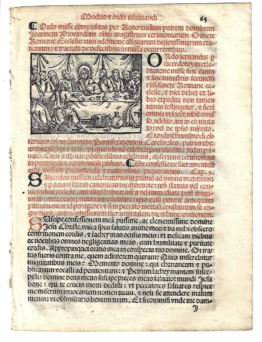 1567 Fine Catholic Ritual Leaf Woodcut Last Supper (1 of 1)