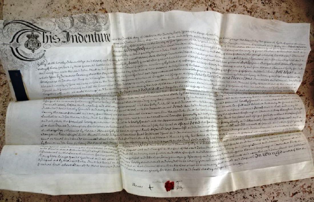 1752 Fine English Vellum Deed w/ Seals (1 of 4)