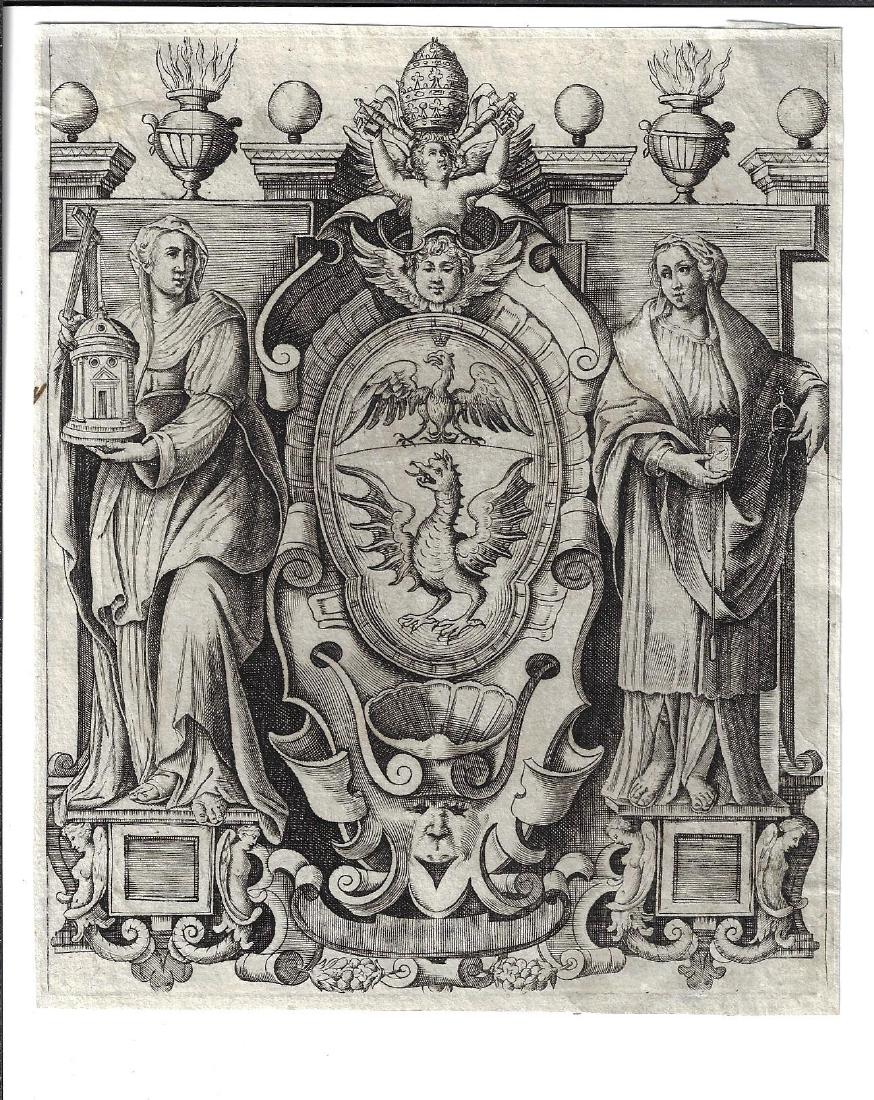 Ornate 17th C Engraved Coat of Arms (1 of 1)