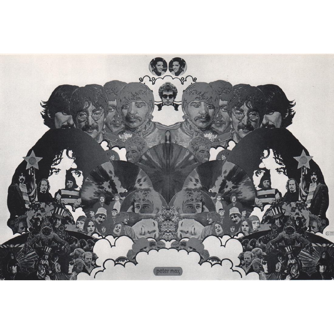 PETER MAX - 1960's Collage: Artist: PETER MAX Print Title: 1960's Collage Medium: Sheet-Fed Gravure Printed in 1970's Printed in Switzerland Image Size approx: 7.75 x 5 inches Peter Max born Peter Max Finkelstein on October 19,