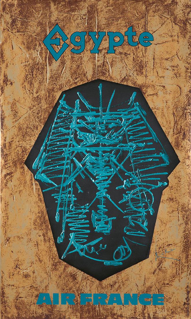 Original Vintage Poster Air France Travel Mathieu Egypt: This is an ORIGINAL FIRST PRINTING of this poster by Georges Mathieu. It measures approximately 24 x 39 inches, and is in A condition. Note: This is NOT a reproduction. We only sell ORIGINAL FIRST PRI