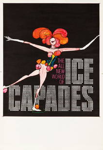 Original Vintage Poster Tomi Ungerer Ice Capades Figure: This is an ORIGINAL FIRST PRINTING of this poster by Tomi Ungerer (creator of Schoolhouse Rock). Printed in 1965, it advertises that year's Ice Capades. “Surely one of the most striking and effectiv