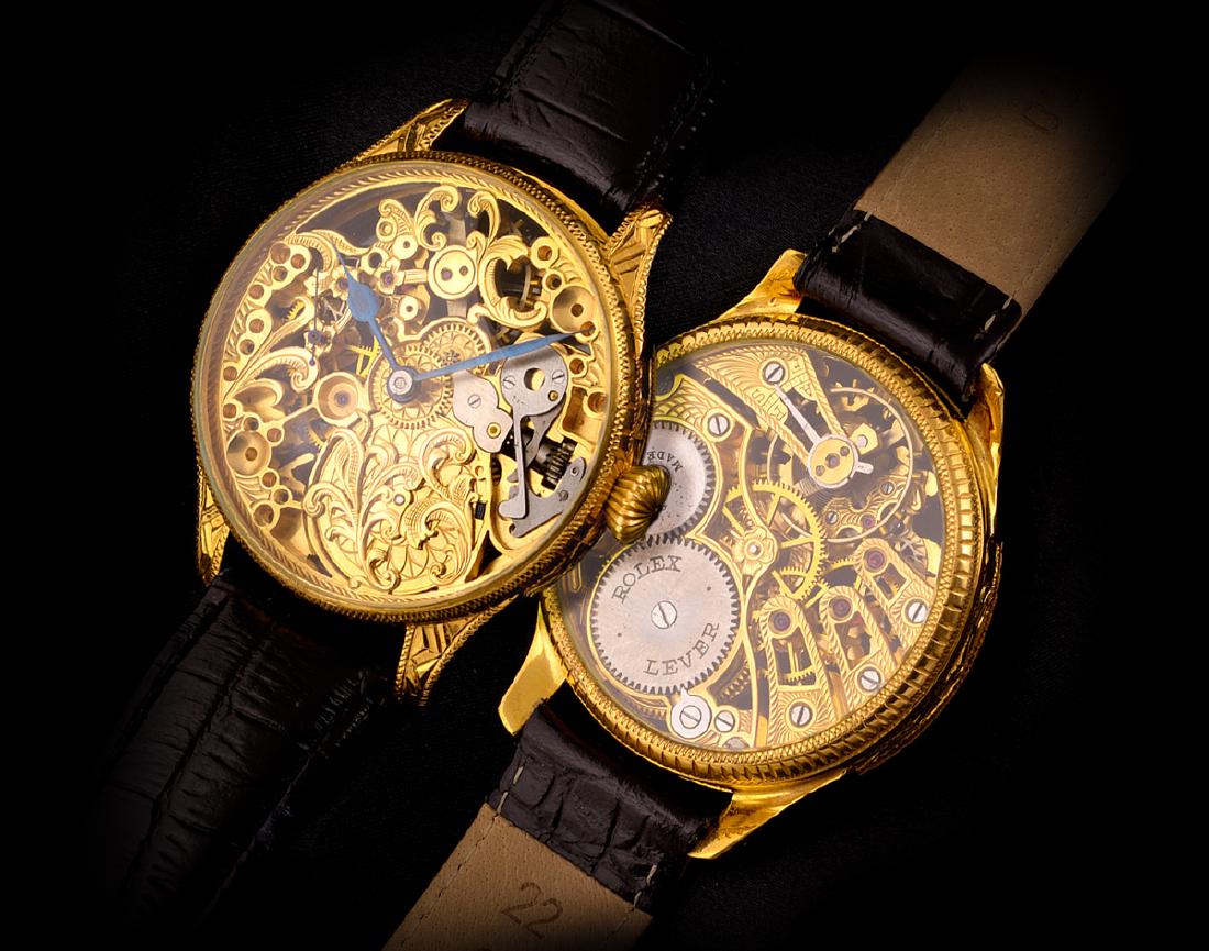 Custom watch from Rolex Skeleton Engraved pocketwatch
