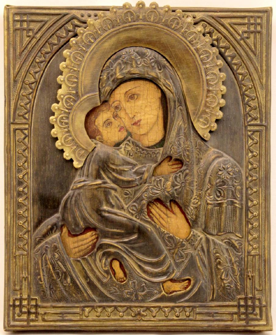 Our Lady "Vladimirskaya" in oklad, Russia, Orthodox (1 of 2)