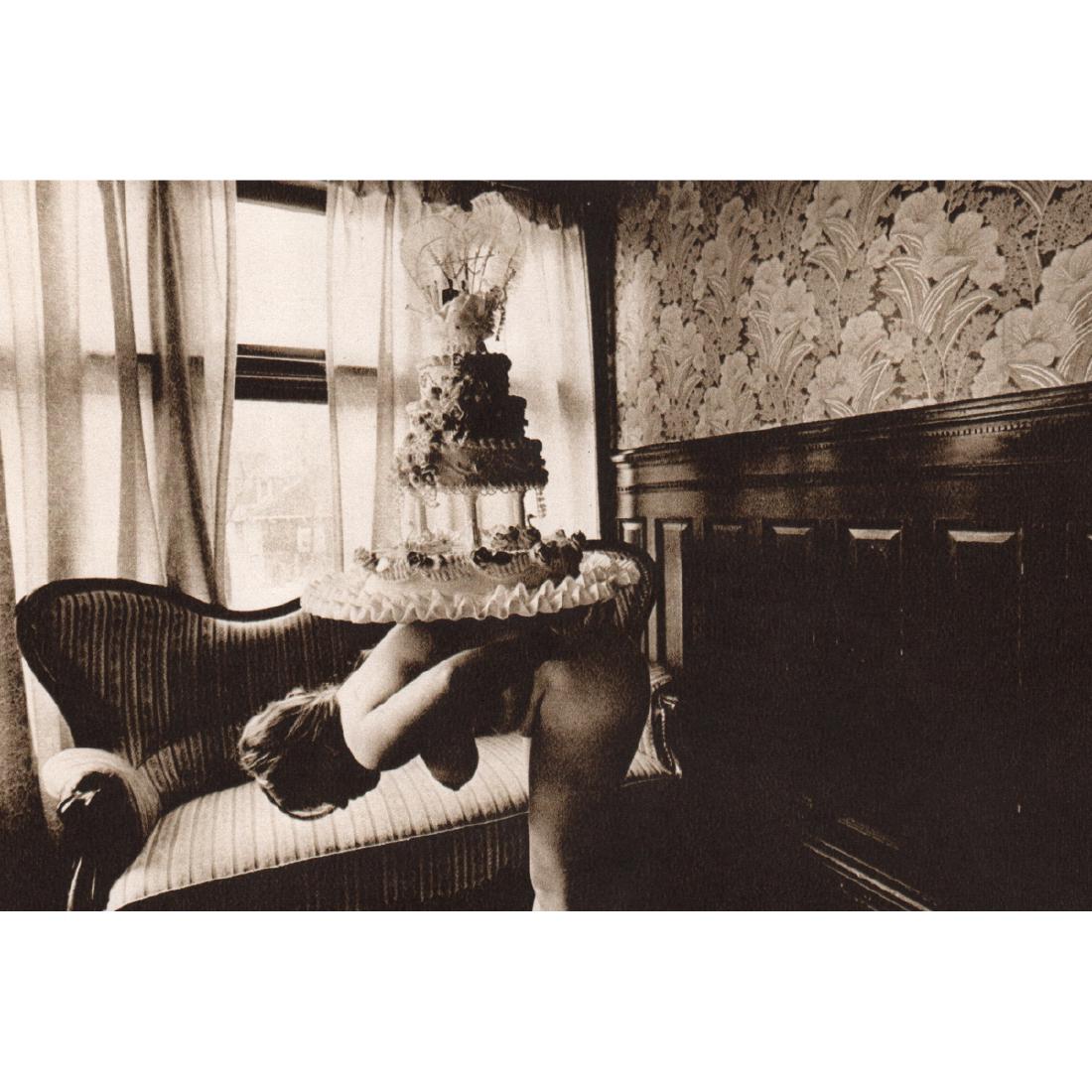 LESLIE KRIMS - Wedding Cake Stand: Artist: LESLIE KRIMS Print Title: Wedding Cake Stand Medium: Sheet-fed Gravure Printing Date: 1970's Printed in Switzerland Image size approx. 6.75 x 4.5 inches Leslie Krims (b.1942) is a conceptualis