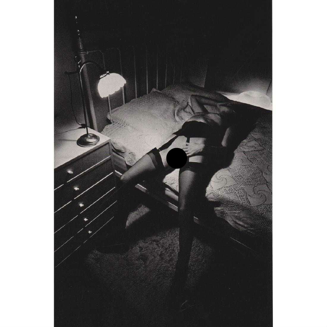 JEANLOUP SIEFF - Provacative Woman on Bed: Artist: JEANLOUP SIEFF Print Title: Provacative Woman on Bed, Paris 1974 Medium: Sheet-Fed Gravure Printing Date: 1980's Printed in France Image Size: 5.75 x 8.75 inches Jeanloup Sieff (1933-2000) was
