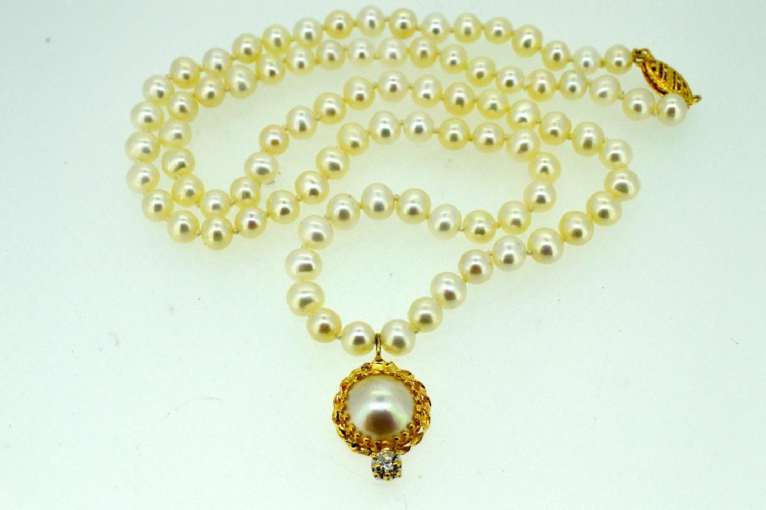 14K Gold Freshwater Pearls Mobe Pearl Drop Necklace (1 of 6)