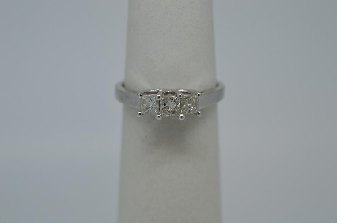 Ladies 10k White Gold Three Diamonds Ring, .18ctw (1 of 3)