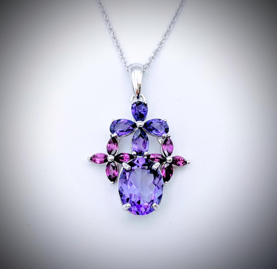 Necklace w Pink & Purple Amethyst Pendant (1 of 3)