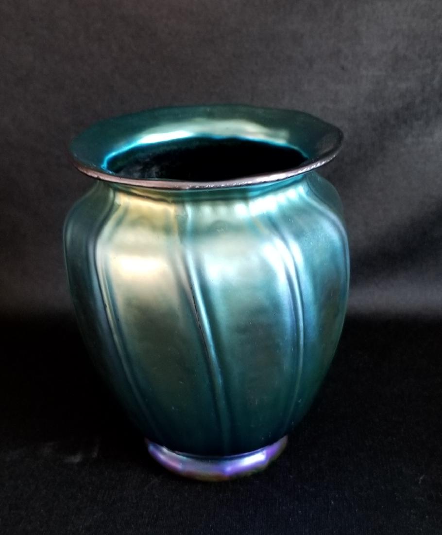 Mid Century Fenton or Fenton Style Blue Glass Vase (1 of 2)