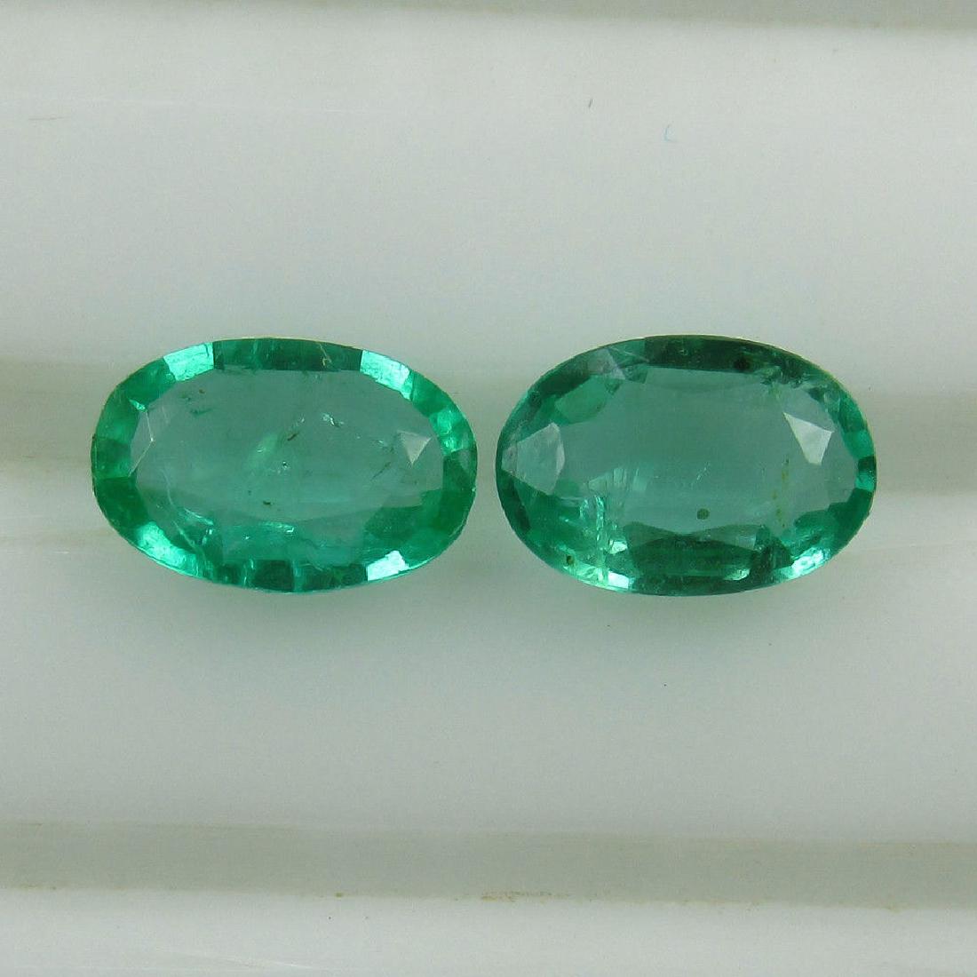 0.68 Ct Genuine Loose Zambian Emerald 6X4 mm Matching (1 of 2)