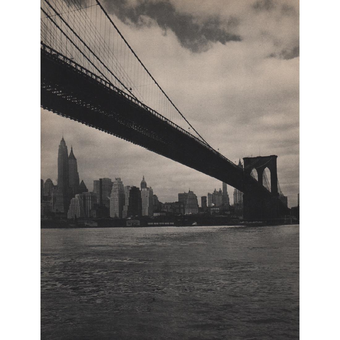 MARIO BUCOVICH - The Brooklyn Bridge: Artist: MARIO BUCOVICH Print Title: The Brooklyn Bridge Medium: Sheet-fed Gravure Printing Date: 1930's Printed in the USA Image Size approx: 7.5 x 10 inches Mario von Bucovich (1884-1944) was also kn