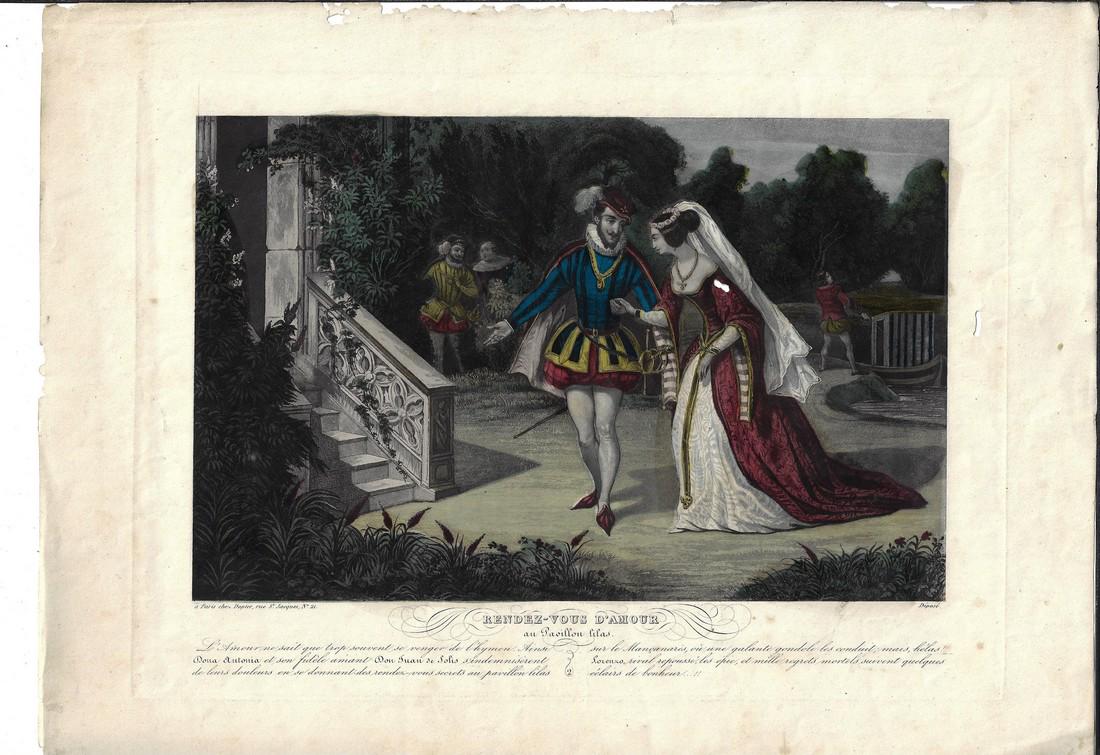 1810 Hand Colored Engraving Rendez-Vous D'Amore (1 of 1)