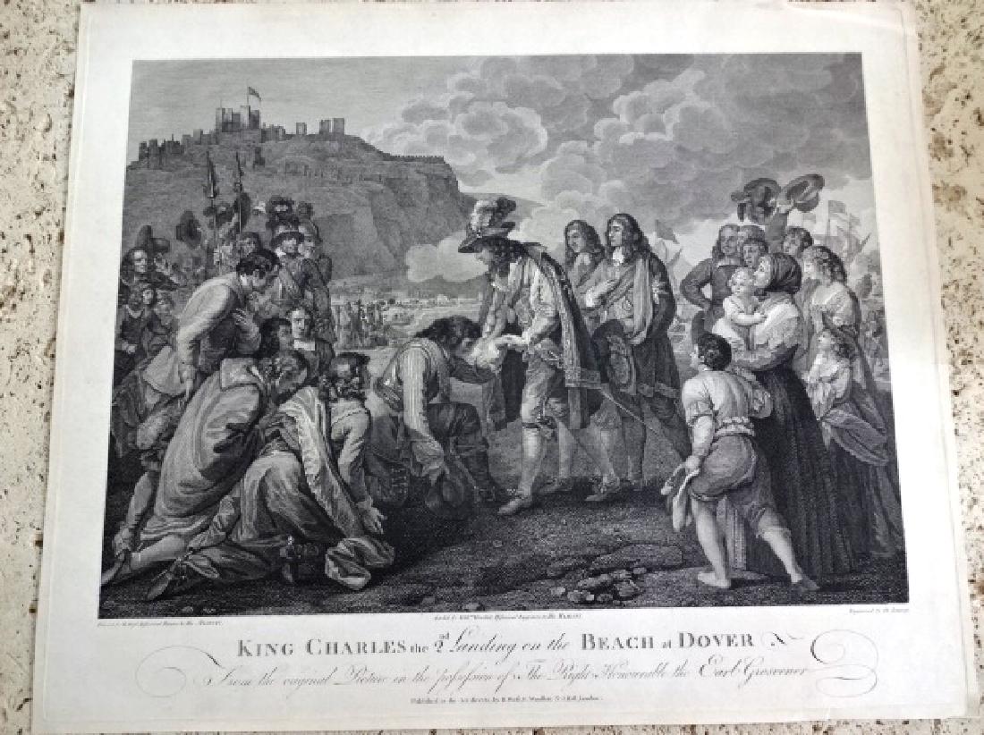1790 Engraving King Charles 2nd at Dover Benjamin West (1 of 2)