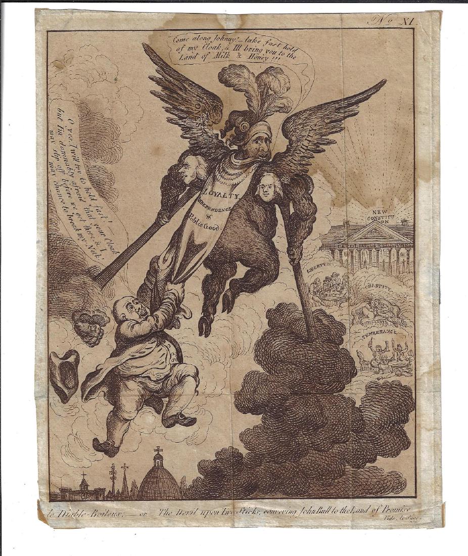 1809 Gillray Political Cartoon Devil Upon Two-Sticks (1 of 1)