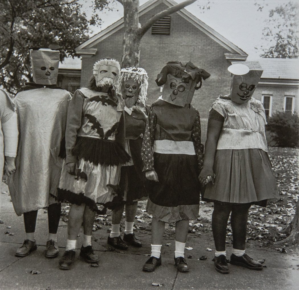 DIANE ARBUS - Paper Bag Masks: Artist: Diane Arbus Title: Paper Bag Masks Medium: Photo Litho, 1995, Italy Dimensions: 9.5x9.15" Heat Wax Mounted on 12x16" Conservation Board Diane Arbus was an American photographer often regarded 