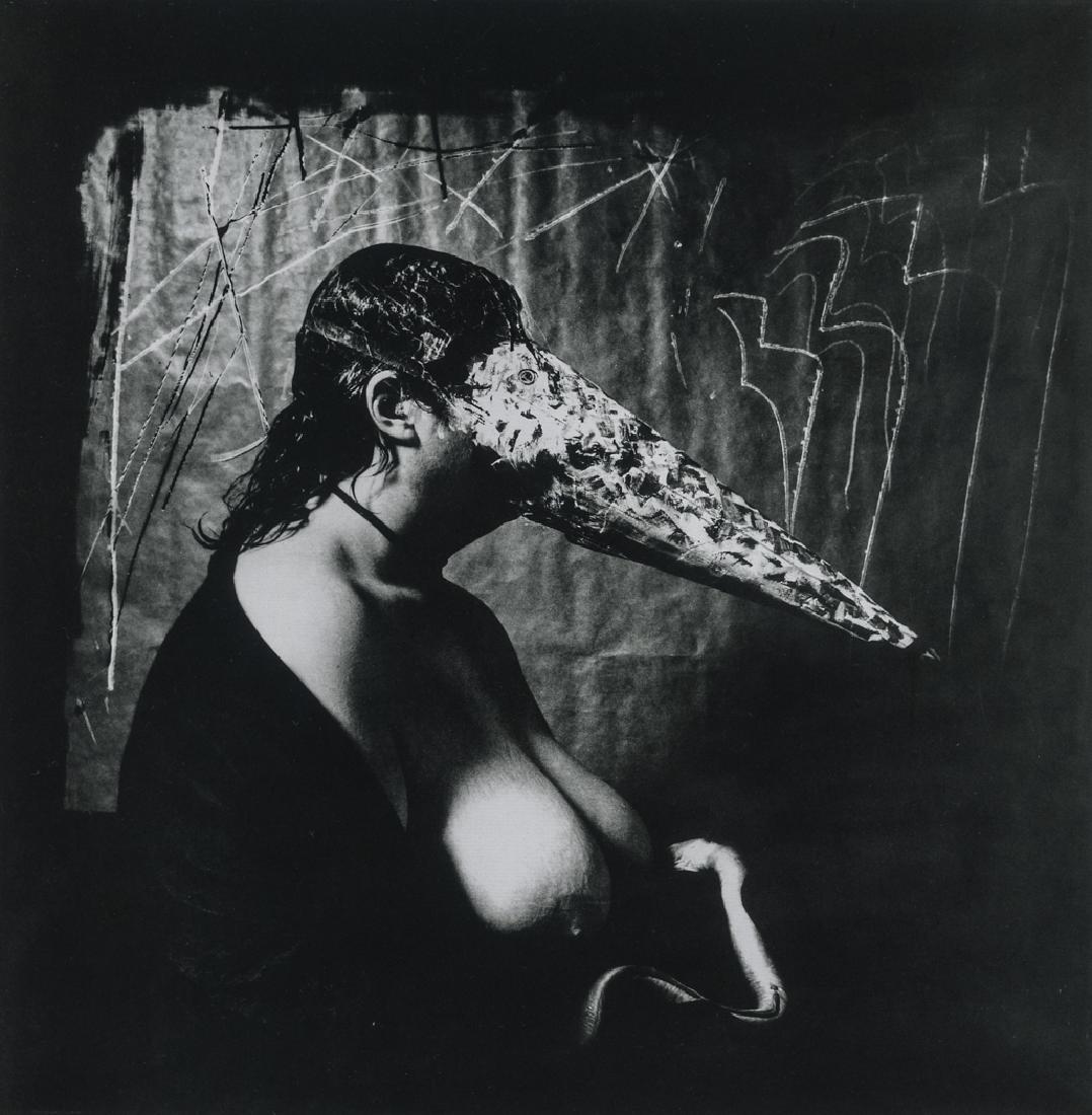 JOEL-PETER WITKIN - Woman Breastfeeding an Eel, 1979: Artist: Joel-peter Witkin Title: Woman Breastfeeding an Eel, New Mexico, 1979 Medium: Photo Litho, 2008, Singapore Dimensions: 7.25x7.4" Heat Wax Mounted on 11x14" Conservation Board Joel-Peter Witkin