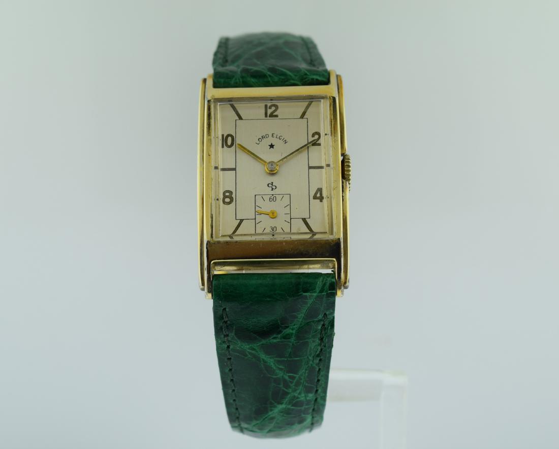 Lord Elgin Deco Gold Filled Watch: Reserve Reduced! Watch: Lord Elgin Deco Gold Filled Watch Date: 1940s Movement: Mechanical, hand winding Case Type: Gold filled Case Size: 28mm Bracelet Type: New deBeer genuine crocodile strap Bracel