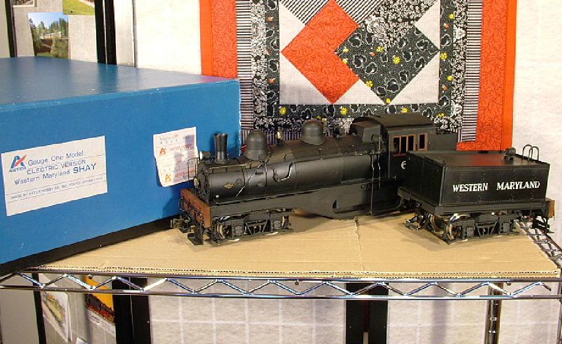 Aster West Maryland Shay No.6 brass/steel locomotive,: Aster West Maryland Shay No.6 brass/steel locomotive, electric drive, gauge 1, the biggest three truck variant, new in original box, . Please note that this lot has a confidential reserve. When you le