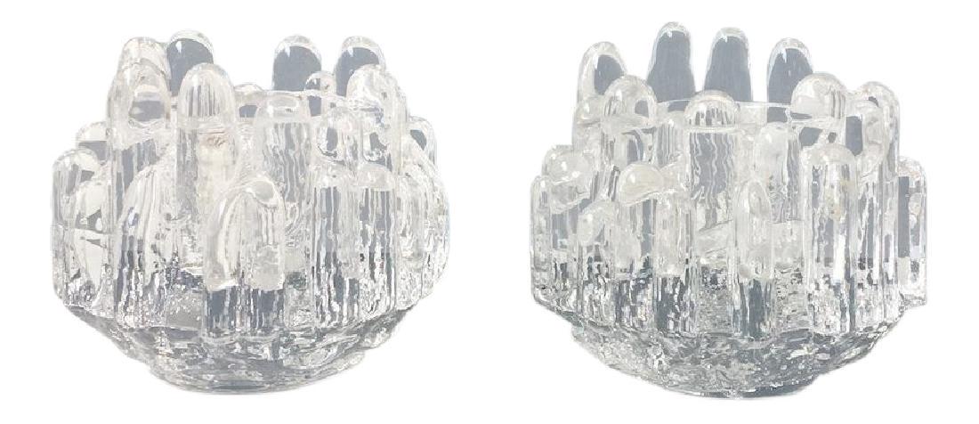 1980s Scandinavian Kosta Boda Crystal Polar Votive: Reserve Reduced! New to Jasper52 Item: 1980s Scandinavian Kosta Boda Crystal Polar Votive Candleholders - a Pair Date/Period: 1980s Materials: Art GlassCrystal Dimensions: 4.25?W × 4.25?D × 3.5?H He