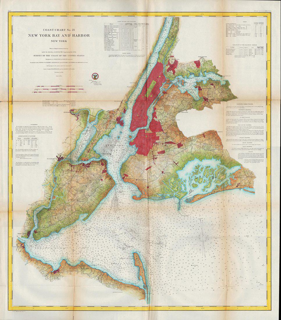 Large/scarce 1861 map of New York Bay (1 of 7)