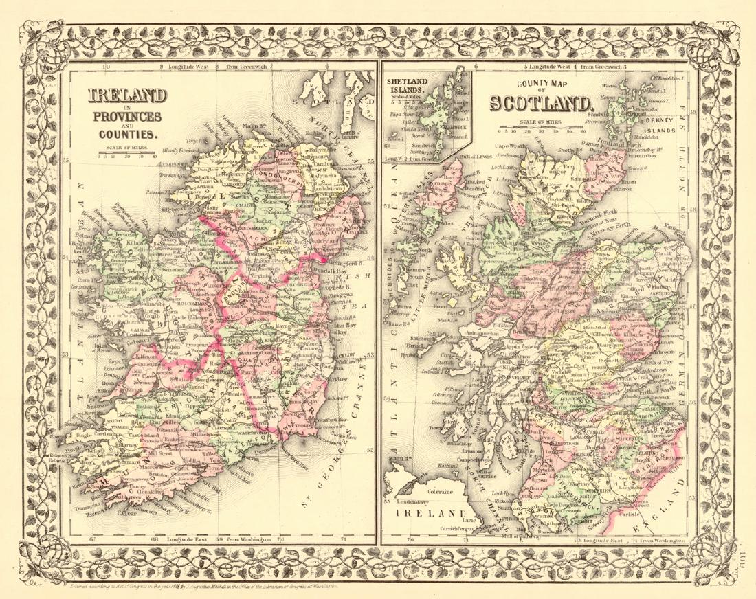 73. Ireland in Provinces And Counties / County Map of (1 of 1)