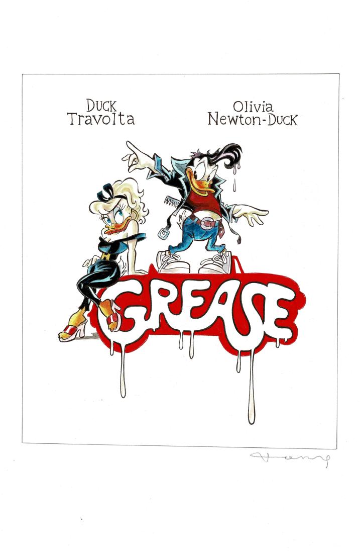 Original Drawing - Duck Travolta & Olivia Newton-Duck (1 of 8)