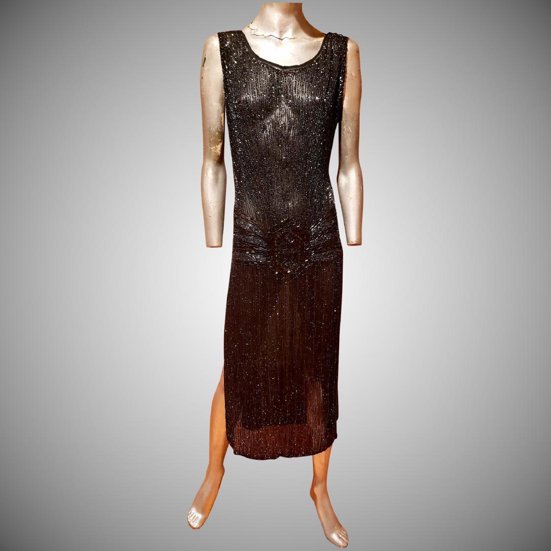 Antique 1918 Flapper must see Beaded onyx dress Art (1 of 9)