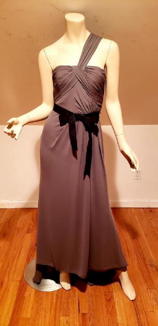 Vera Wang Grecian draped Maxi chiffon gown ribbon (1 of 5)