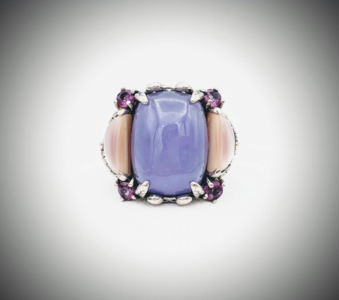 Sterling Silver Violet Jade, Moonstone & Amethyst Ring (1 of 3)