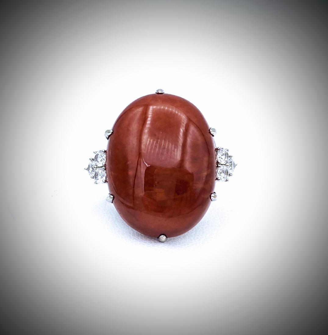 Sterling Silver Sz 7 Jasper & CZ Ring (1 of 4)