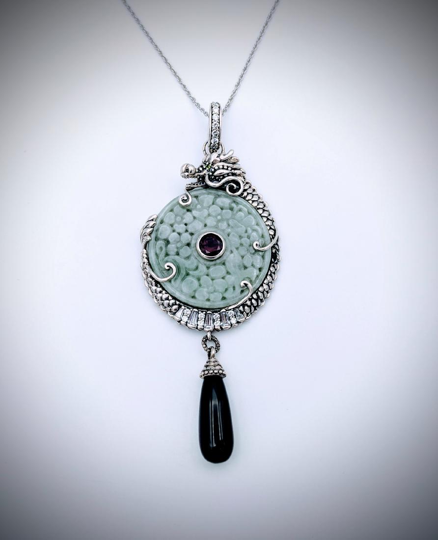 Sterling Silver Necklace & Dragon Pendant w Engraved (1 of 3)