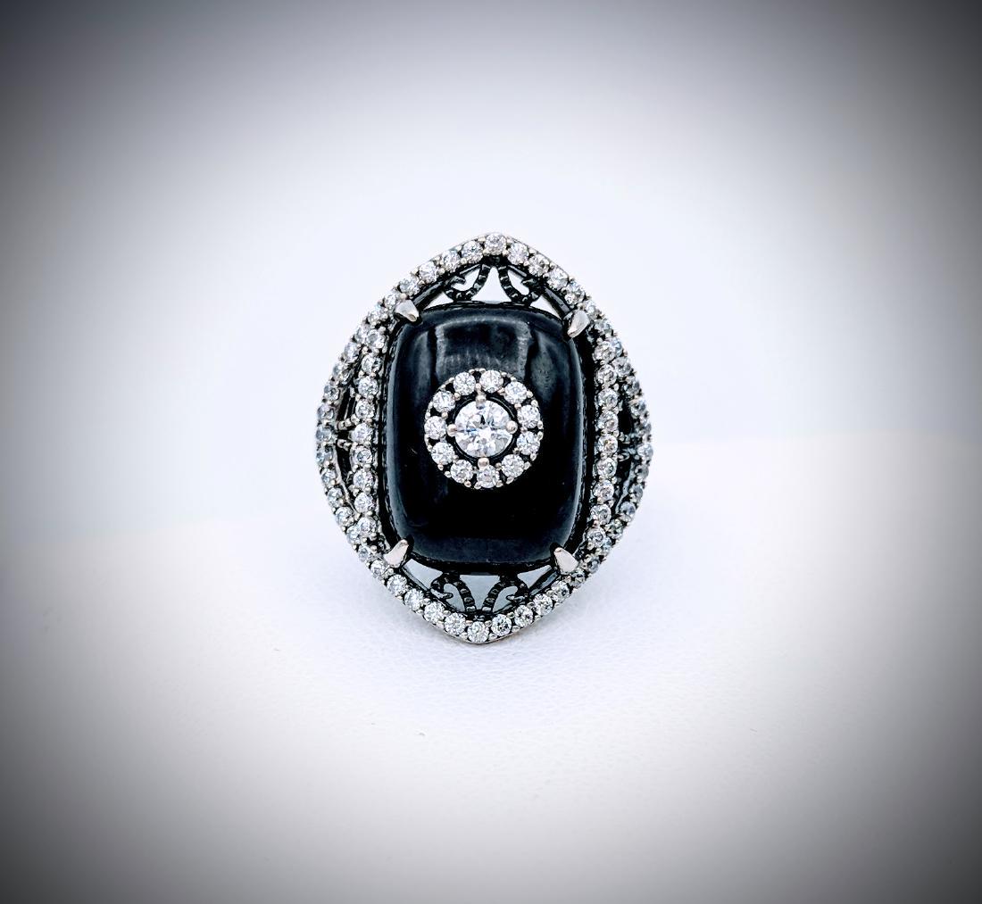 Sterling Silver Sz 7 Nuumite & CZ Ring (1 of 4)