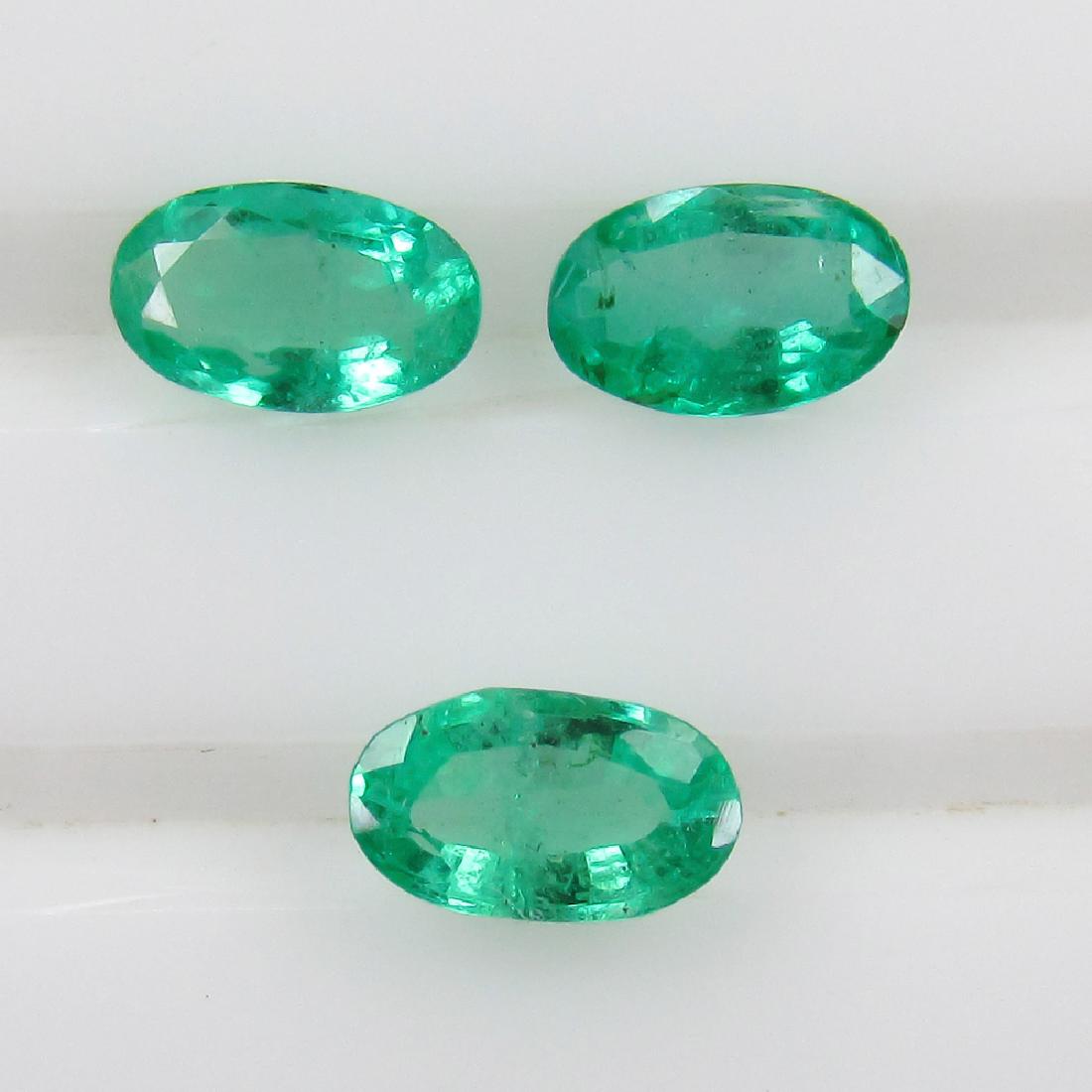 0.64 Ct Genuine 3 Loose Zambian Emerald 5X3 mm Oval Set (1 of 2)