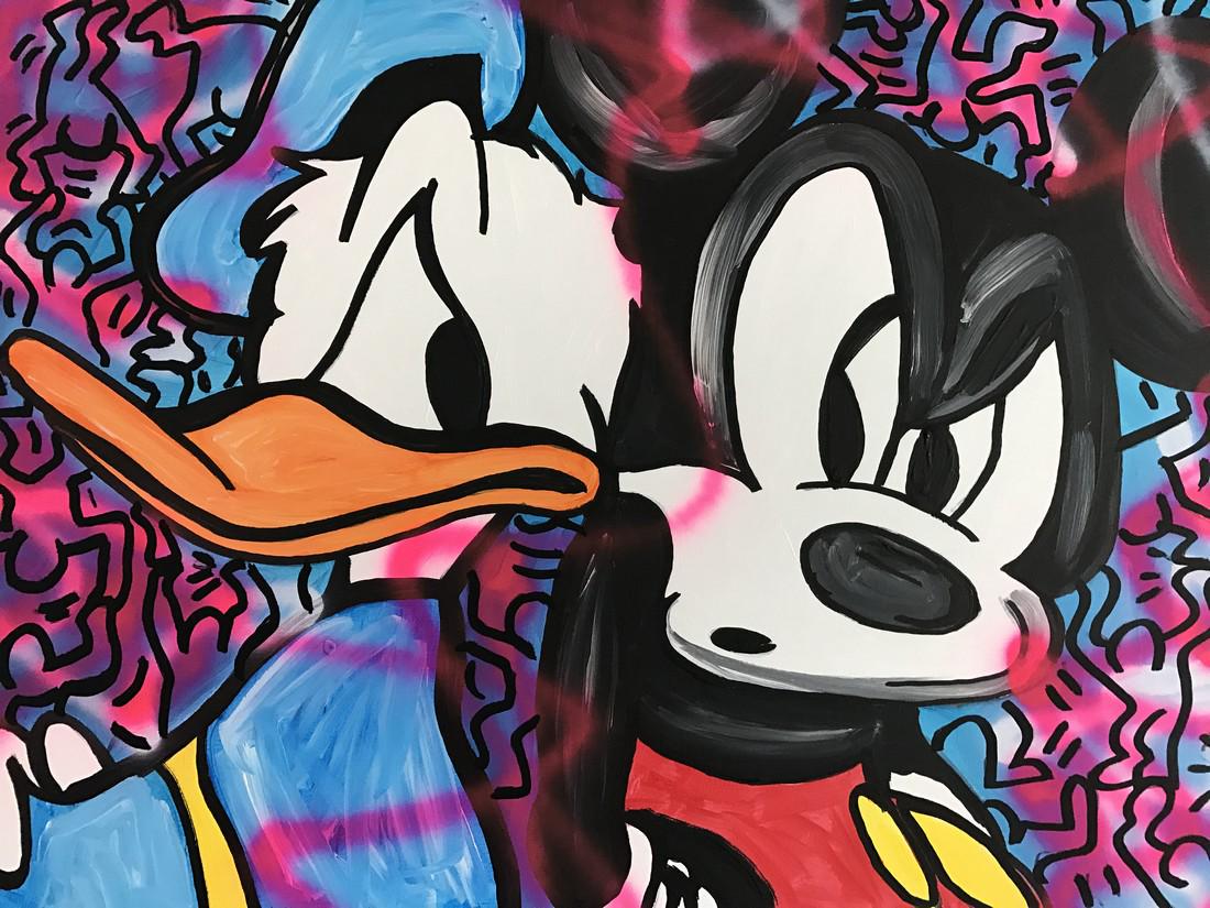 MR CALVIN Mixed Media Mickey VS Donald VS Keith (1 of 3)