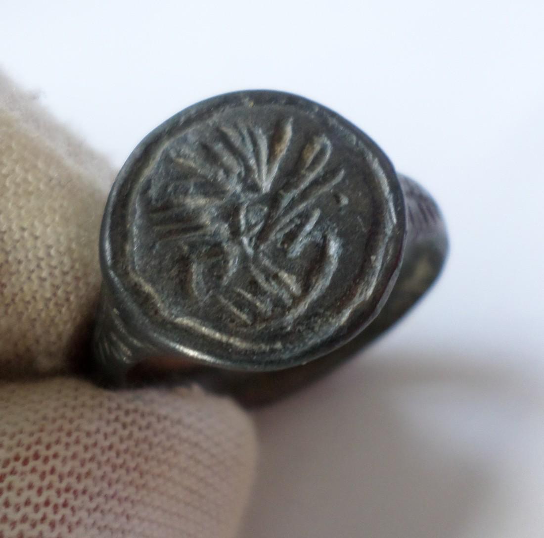 Medieval bronze ring with bird (1 of 6)