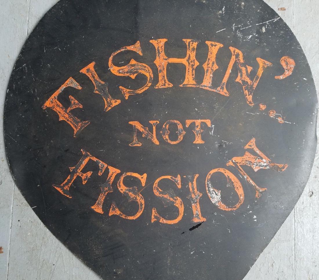 Fishin not fission fishing vintage sign antique painted (1 of 7)