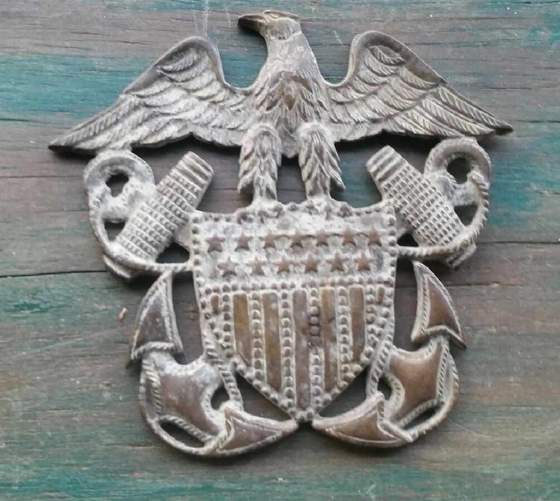 Antique brass navy plaque eagle anchor USA militaria (1 of 2)