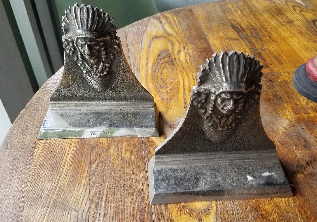 Vintage indian chief bookends nickel plated 1920 (1 of 3)