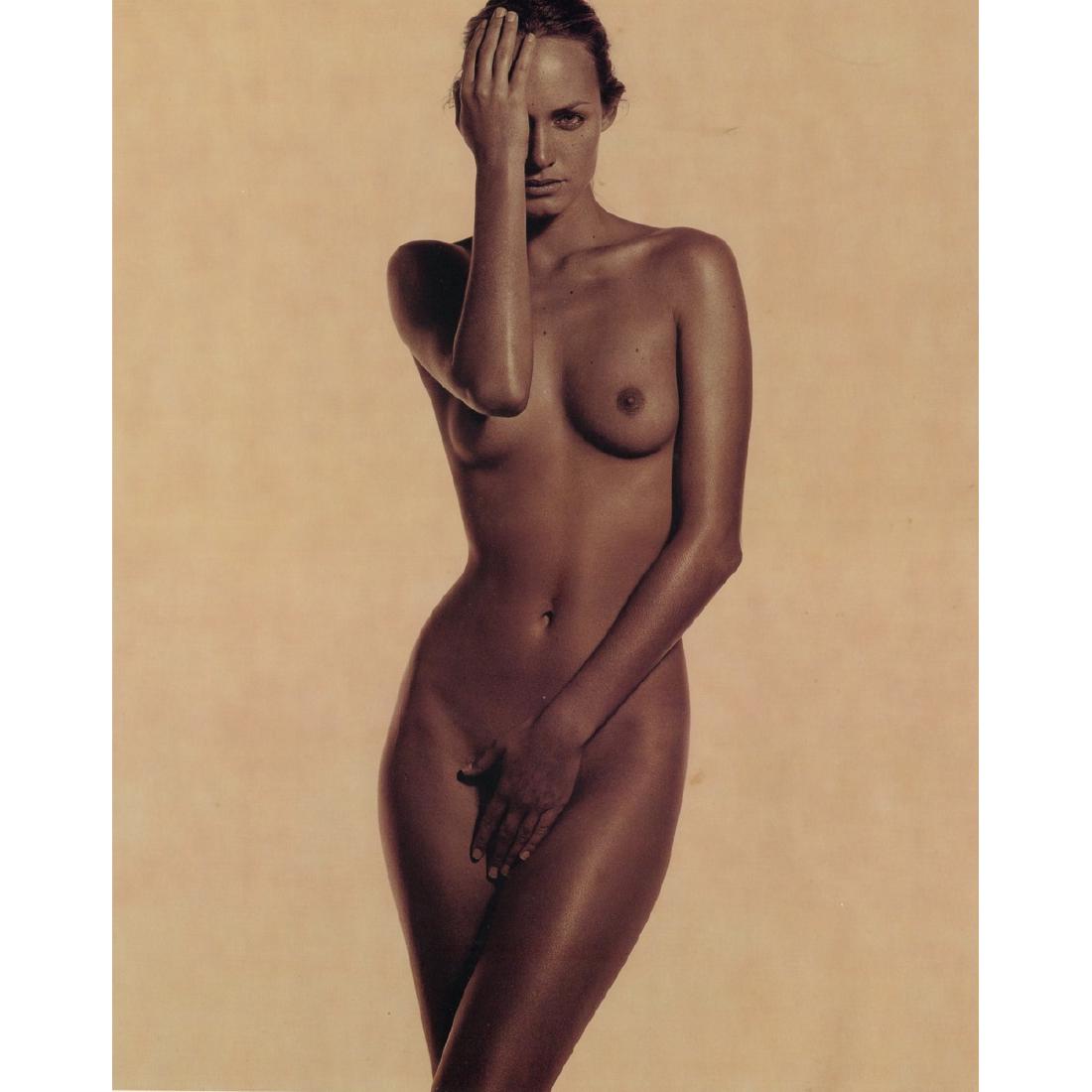 KARL LAGERFELD - Amber Valletta: Artist: KARL LAGERFELD Print Title: Amber Valletta Medium: Satin Finish Umber Photo-Lithograph Printing Date: 1970's Printed in USA Image Size approx: 10.5 x 13 inches Karl Otto Lagerfeld (b. 1933) is