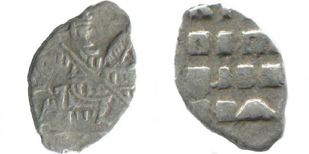 RUSSIA 1696-1717 PETER I The GREAT WIRE SILVER KOPEK: No Reserve! RUSSIA 1696-1717 PETER I The GREAT WIRE SILVER KOPEK 1696-1717 Silver Weight: 0,3 gr , Diameter: 8 mm Obv: Horse Rider,Rev: Great Tsar Peter;AMC Catalog ID: AB695. Circulated